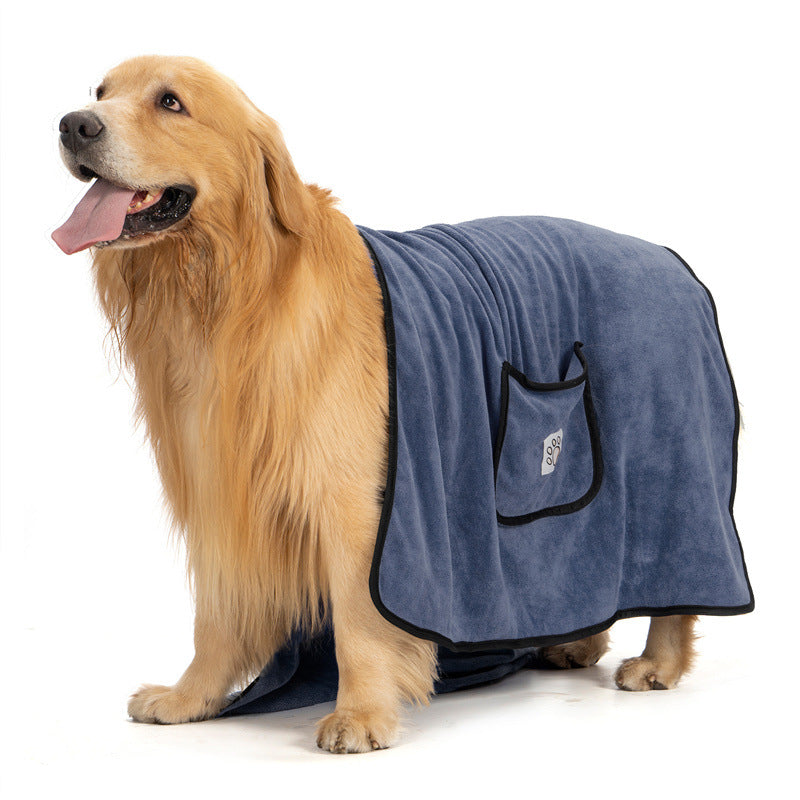 super absorbent quick-drying Dual-Pocket Microfiber Dog Bath Towel