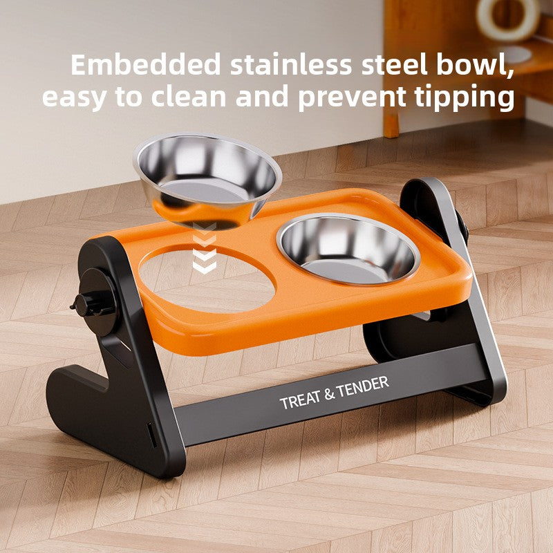 Elevated Adjustable Height Pet Feeder – Posture Support Dual Stainless Steel Dining Station