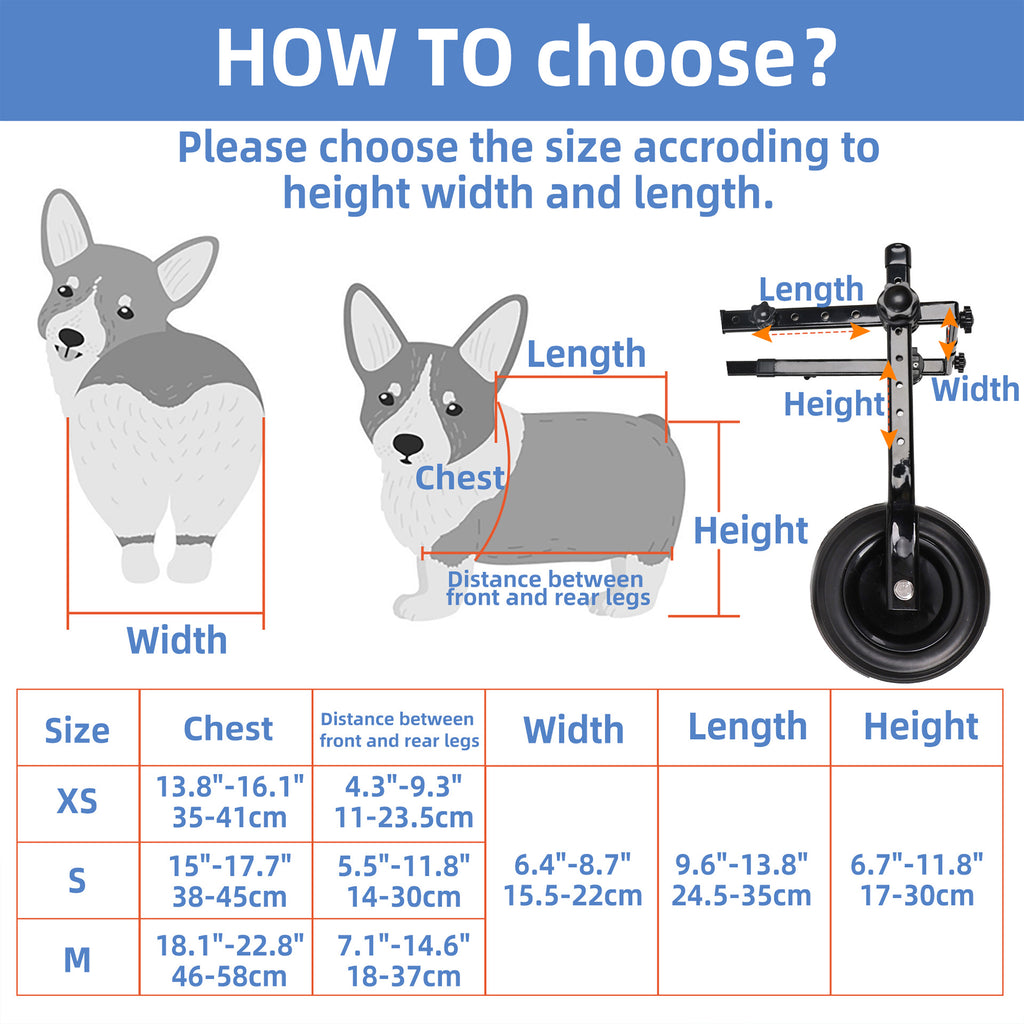 Adjustable Metal Pet Rehabilitation Cart – Foldable Hind Leg Mobility Walking Aid