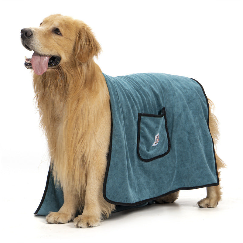 super absorbent quick-drying Dual-Pocket Microfiber Dog Bath Towel