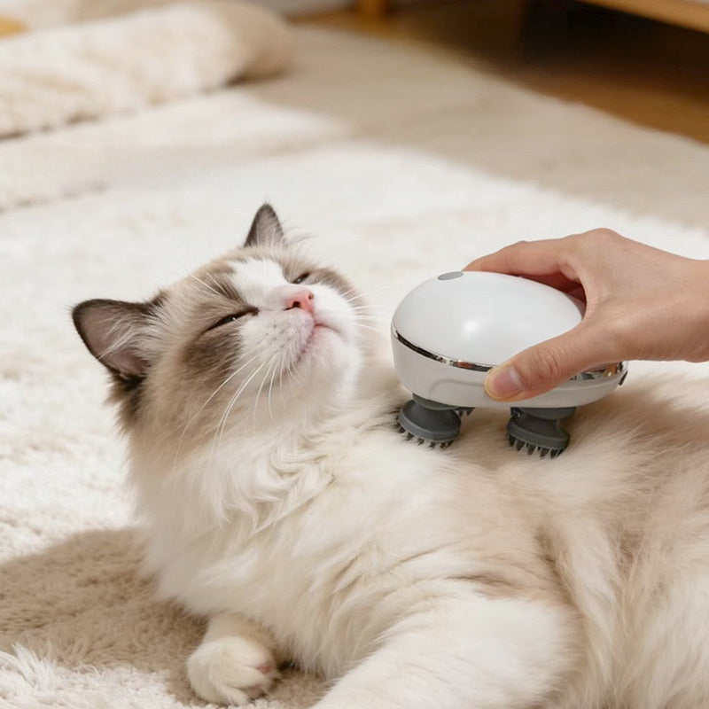 Smart Cordless Pet Head Massager – 3 adjustable intensity levels Rechargeable Silicone Stress Relief Scrubber