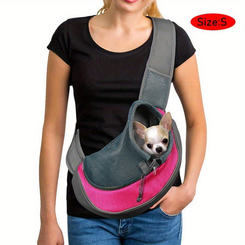 Reflective Safety Hands-Free Pet Carrier – Breathable Mesh Adjustable Crossbody Travel Bag