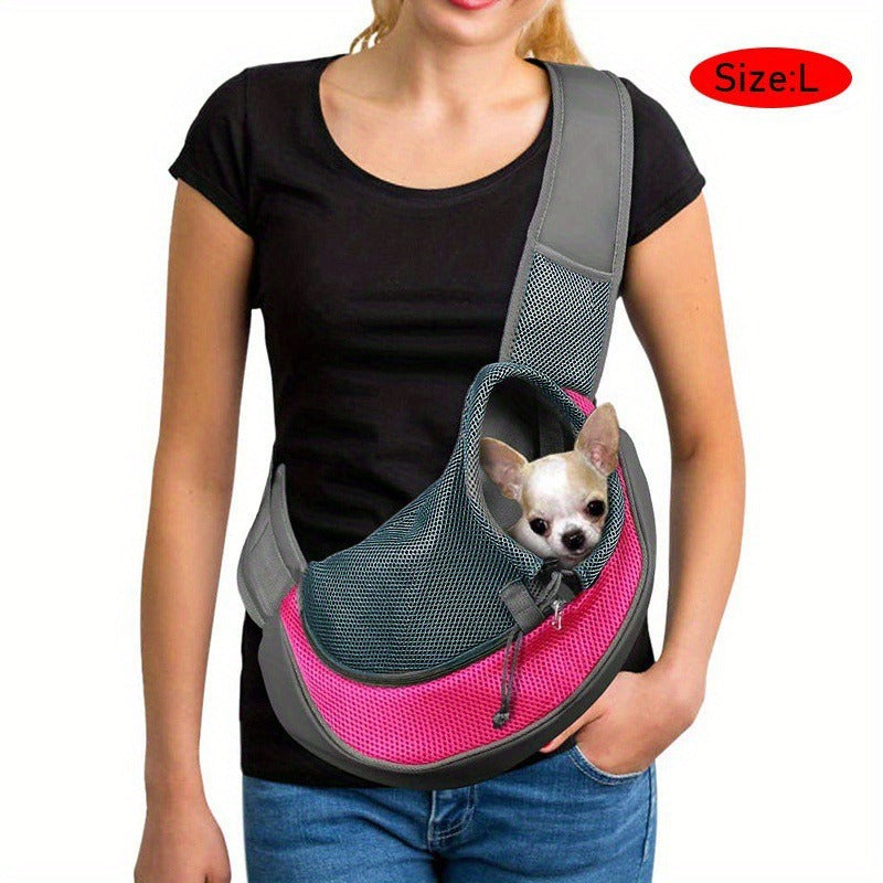 Reflective Safety Hands-Free Pet Carrier – Breathable Mesh Adjustable Crossbody Travel Bag