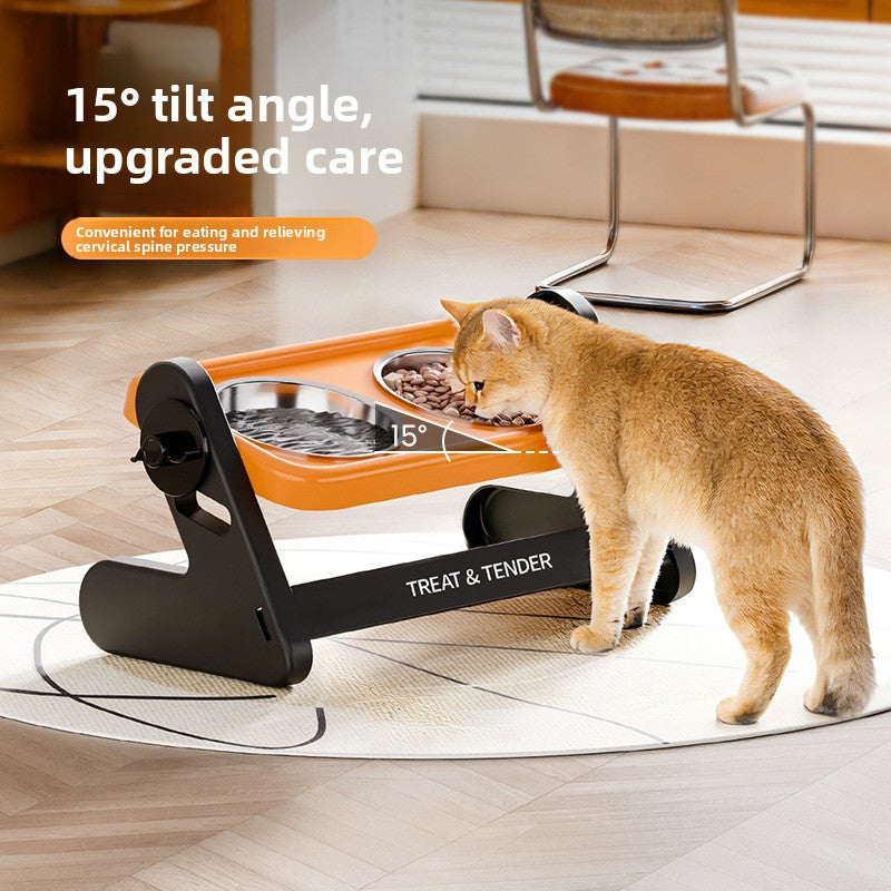 Elevated Adjustable Height Pet Feeder – Posture Support Dual Stainless Steel Dining Station