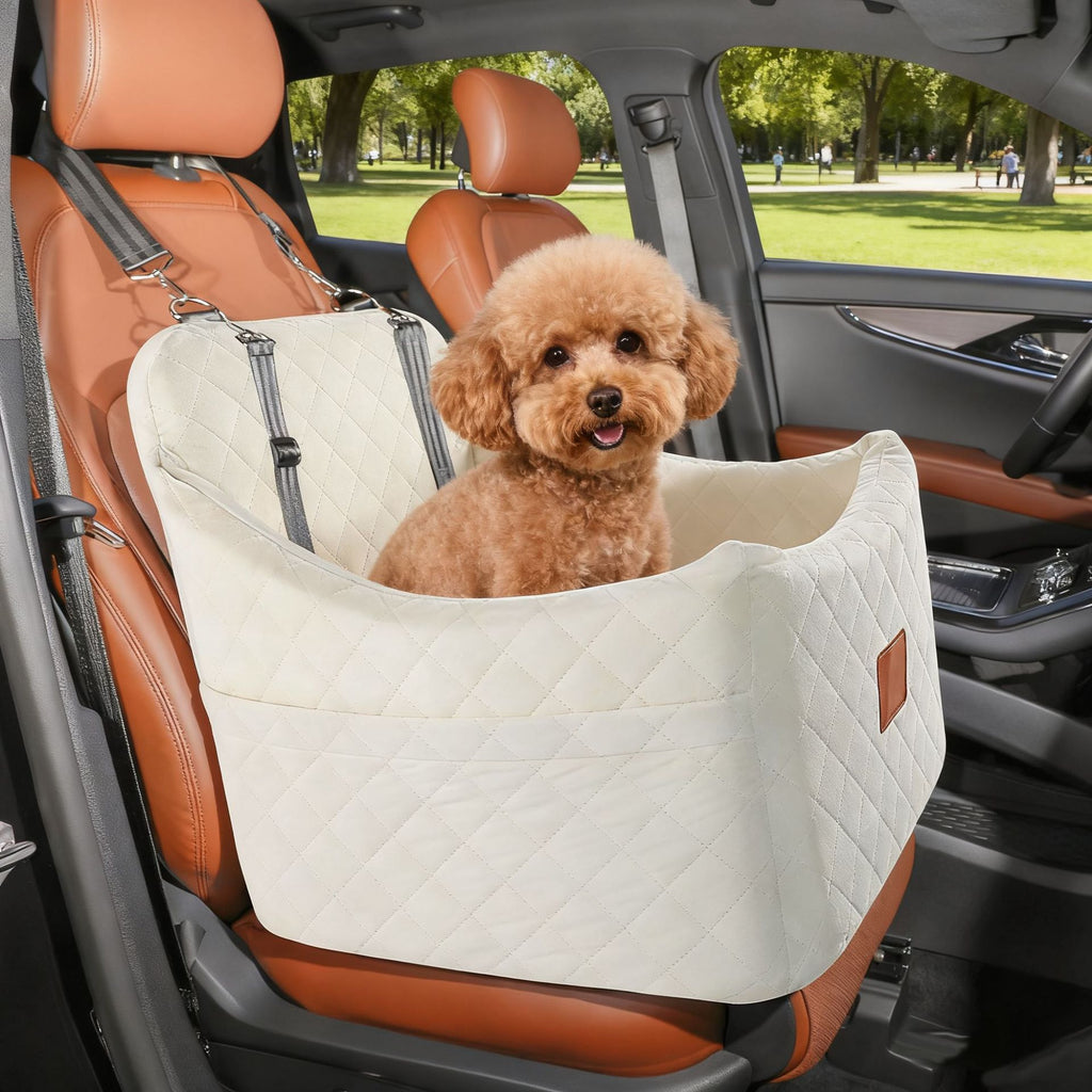 Washable Elevated Base Pet Car Bed – Detachable Breathable Multi-Surface Travel Seat