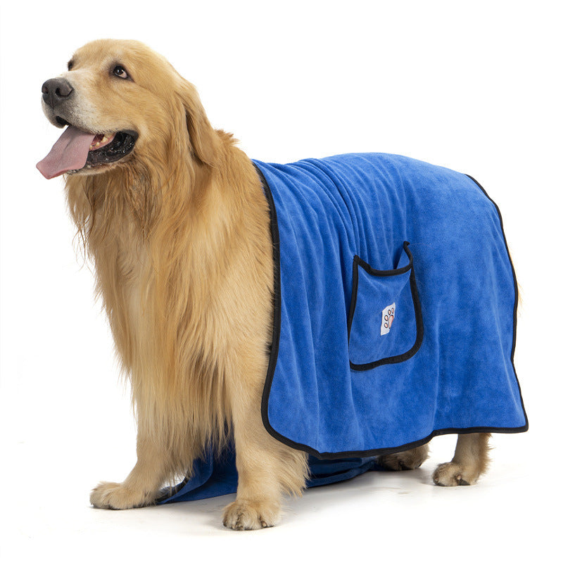 super absorbent quick-drying Dual-Pocket Microfiber Dog Bath Towel
