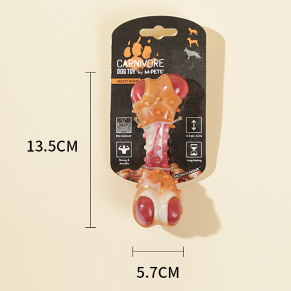 Heavy-Duty Rubber Teething Dog Toy – Bone Chicken Leg Molar Dental Health Bone