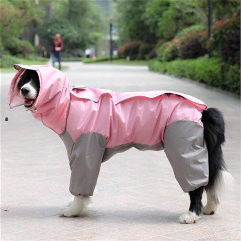 Full-Body Four-Legged Waterproof Dog Raincoat – High-Visibility Reflective All-Weather Storm Hoodie