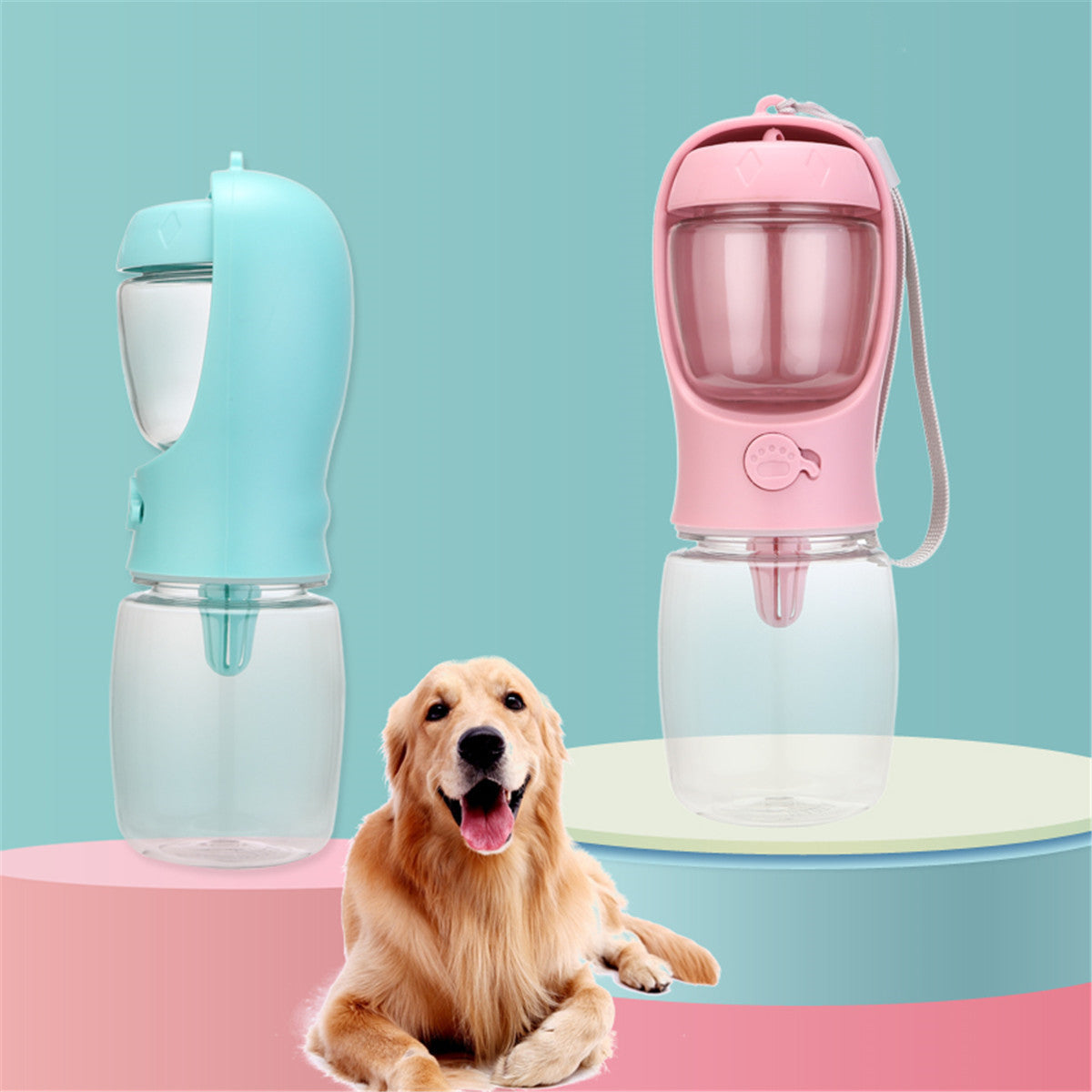 2-in-1 Portable Pet Travel Bottle – Leak-Proof Outdoor Food Water Dispenser Cup