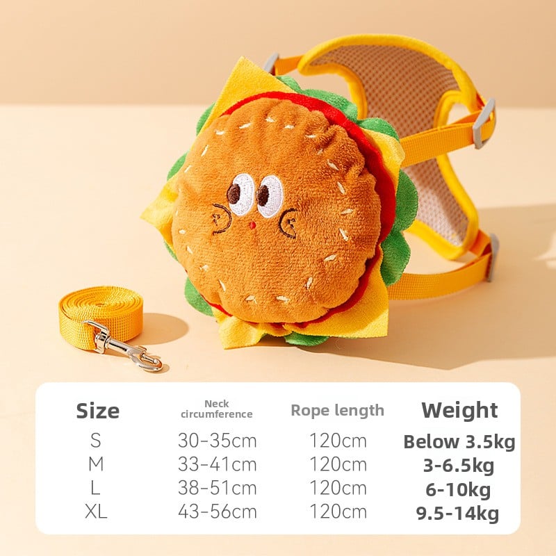 Cute Fast Food Backpack Harness Vest – Whimsical Cat And Dog Safety Walking Set