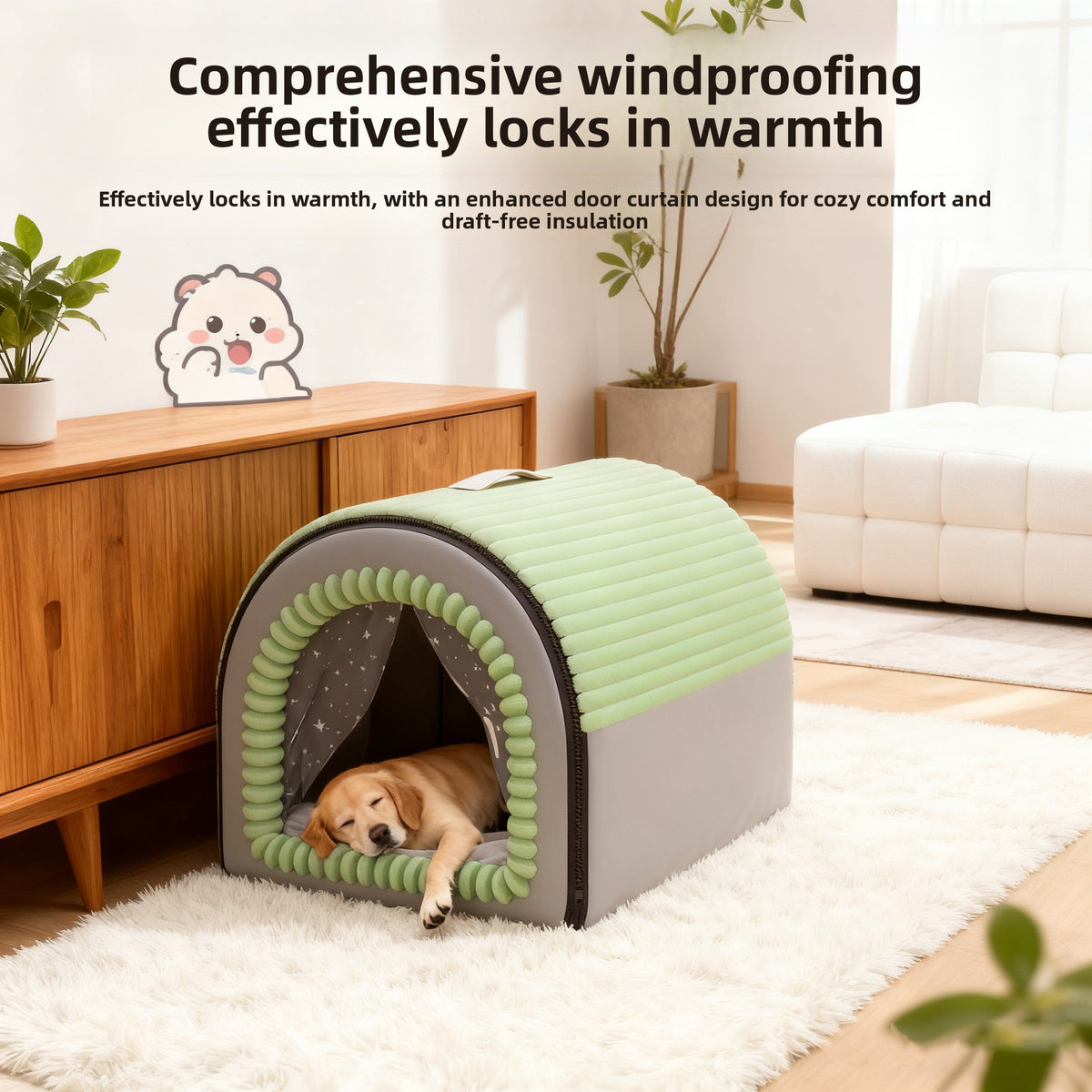Enclosed Anti-Anxiety Washable Pet Cave Bed – Removable All-Season Insulating Lounger