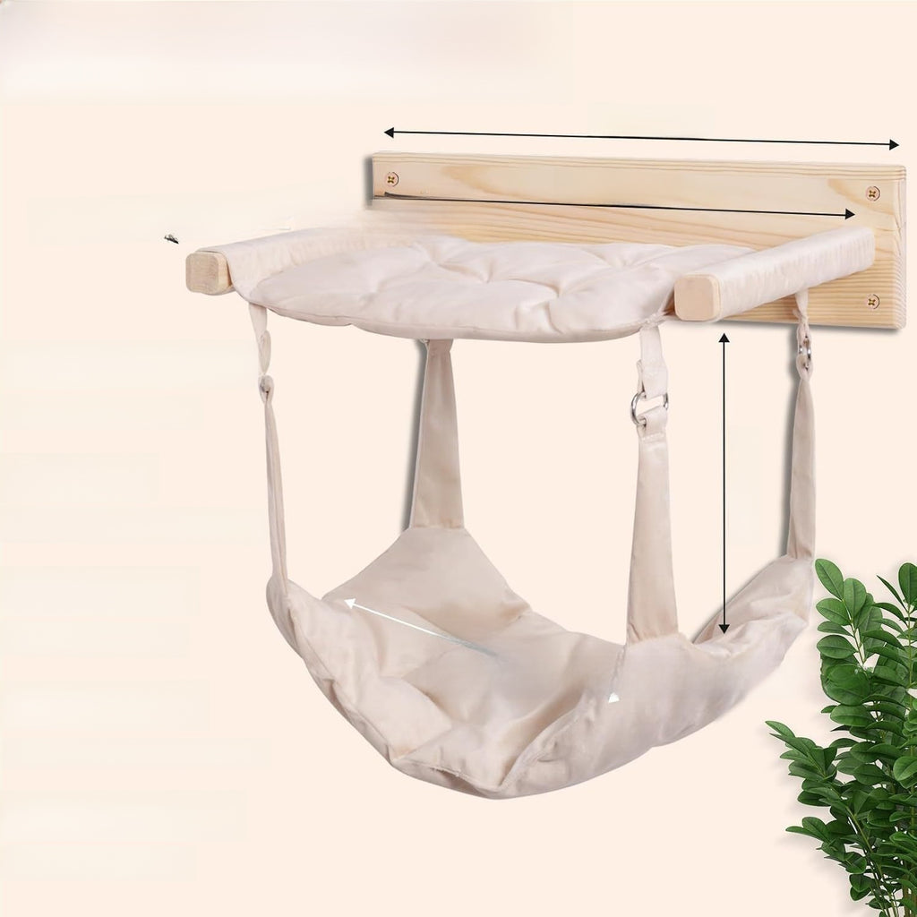 2-Tier Wooden Hanging Cat Hammock – Space-Saving Double-Layer Wall Floating Bed Nest