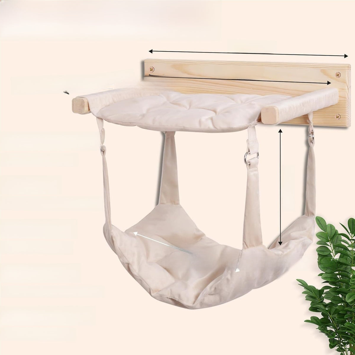2-Tier Wooden Hanging Cat Hammock – Space-Saving Double-Layer Wall Floating Bed Nest