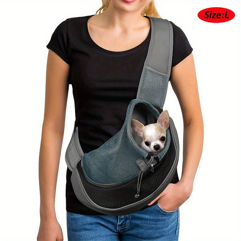 Reflective Safety Hands-Free Pet Carrier – Breathable Mesh Adjustable Crossbody Travel Bag