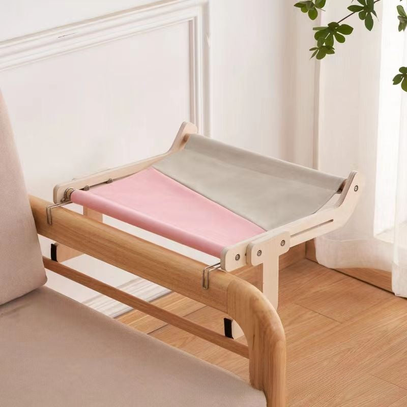 Versatile Wooden Hanging Cat Hammock – Multi-Mount Window Balcony and Bedside Cradle