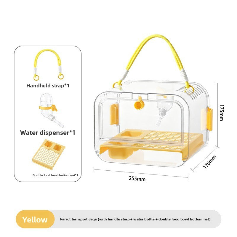 Portable Transparent Travel Bird Cage – 360 Panoramic View Lightweight Flight Carrier