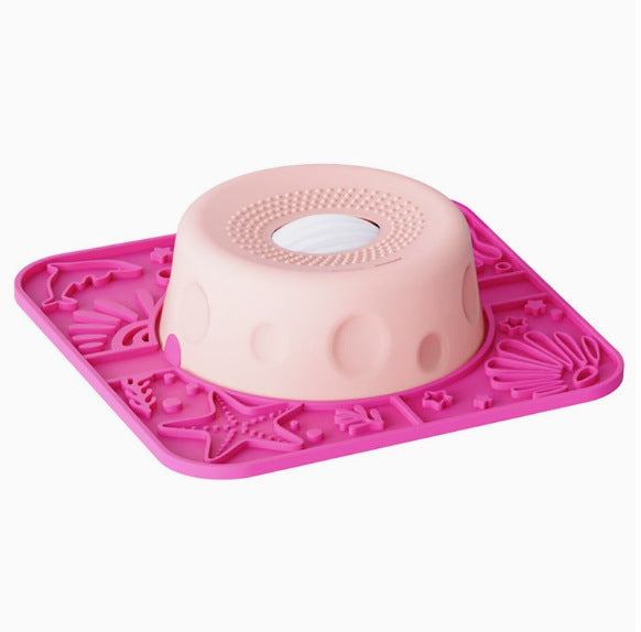 Silicone Slow Feeder Bowl – Calming Licking Mat With Rolling Toy For Anxiety
