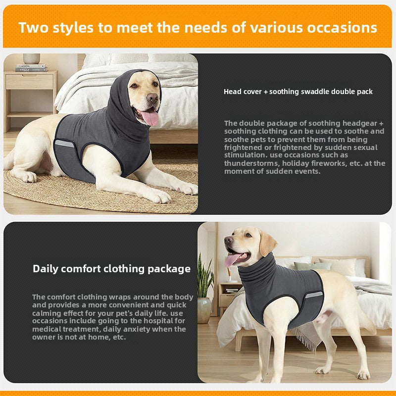 Full-Body Calming Dog Anxiety Vest – Breathable Noise Reduction Wrap With Headgear