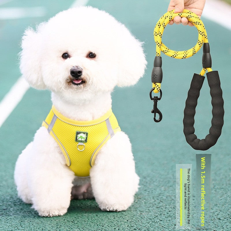 No-Pull Breathable Pet Harness Vest – Adjustable Reflective Night Safety Walking Set