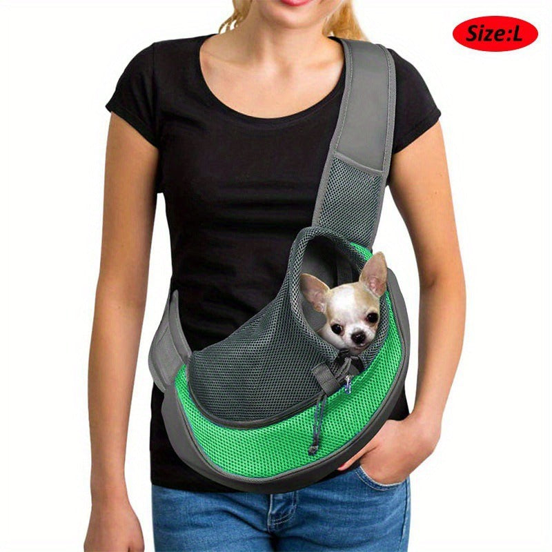 Reflective Safety Hands-Free Pet Carrier – Breathable Mesh Adjustable Crossbody Travel Bag