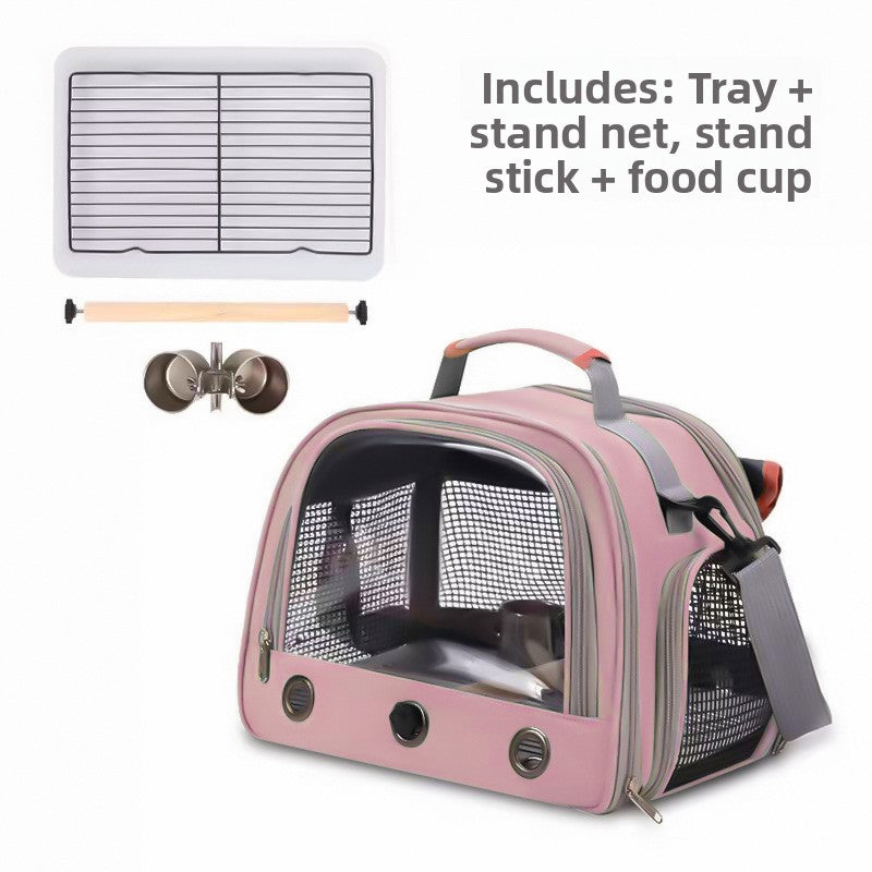 Portable Bird Carrier Shoulder Bag – Breathable Mesh Adjustable Travel Parrot Tote