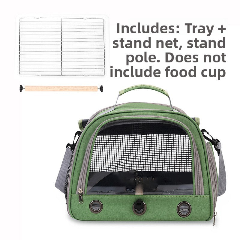 Portable Bird Carrier Shoulder Bag – Breathable Mesh Adjustable Travel Parrot Tote