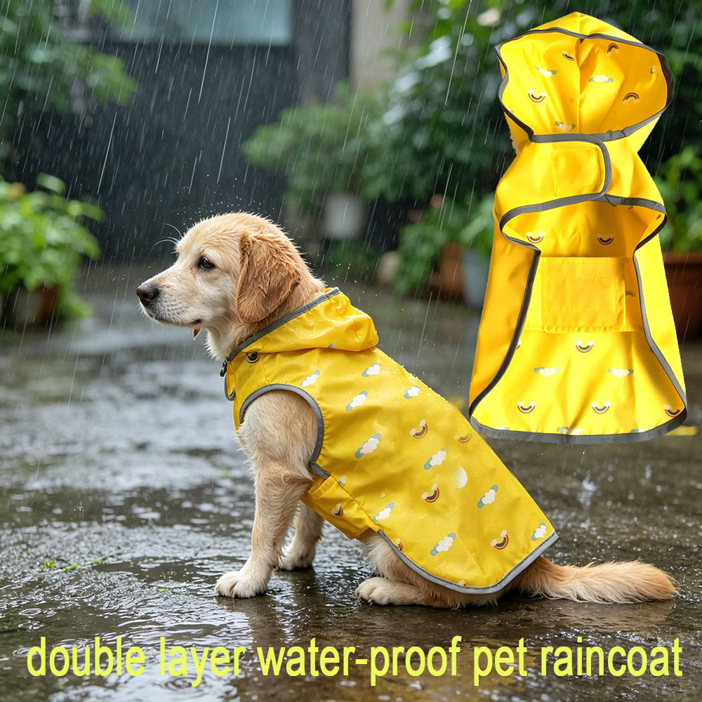 Reversible Reflective Waterproof Pet Raincoat – Adjustable Velcro Dual-Sided All-Weather Storm Jacket