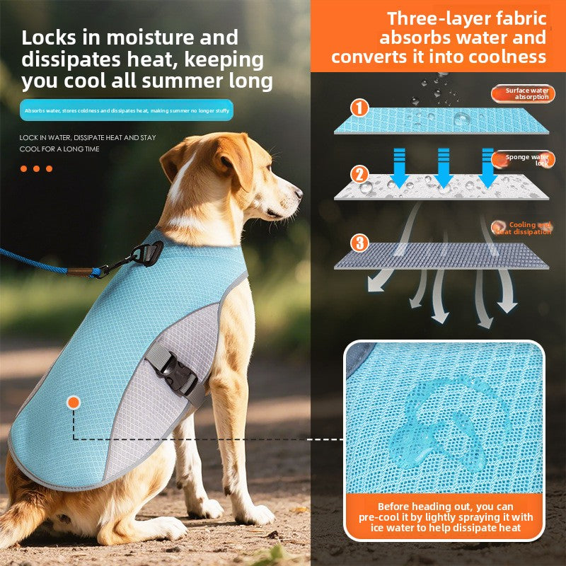 Evaporative Cooling Water-Absorbent Dog Vest – Lightweight Reflective Anti-Heatstroke Sun Coat