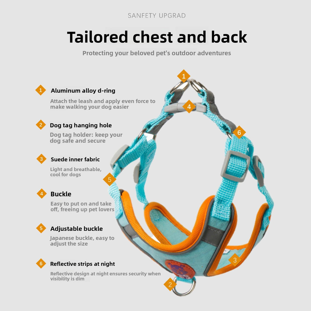 No-Choke Soft Padded Dog Leash Vest – Adjustable Reflective Night Safety Walking Set