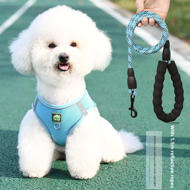 No-Pull Breathable Pet Harness Vest – Adjustable Reflective Night Safety Walking Set