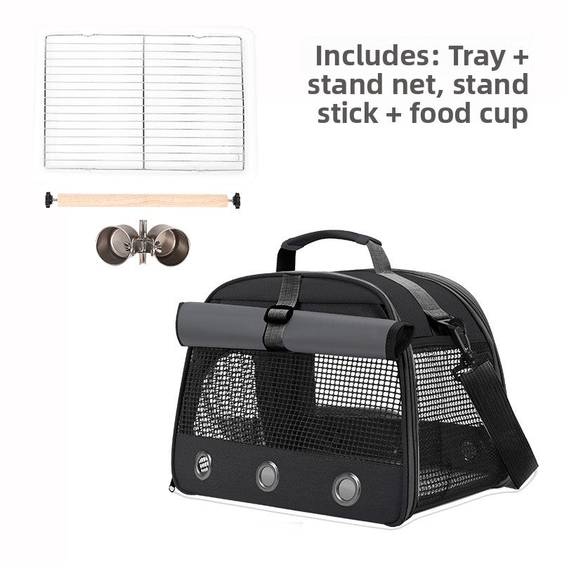 Portable Bird Carrier Shoulder Bag – Breathable Mesh Adjustable Travel Parrot Tote