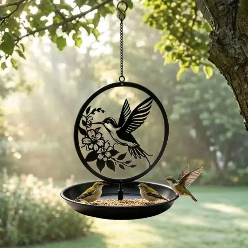 Decorative Metal Silhouette Bird Feeder – Heavy-Duty Weather-Resistant Outdoor Hanging Hook