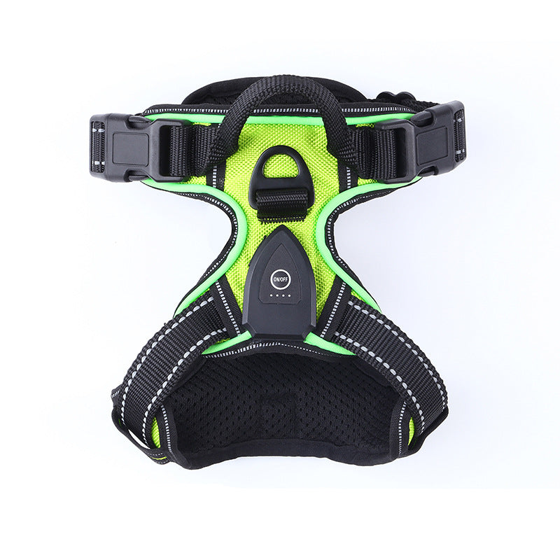 Adjustable LED Luminous Pet Chest Strap – High-Visibility Safety Night Walking Vest