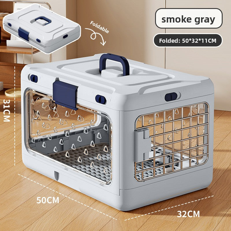 Foldable Thickened Plastic Pet Travel Cage – Space-Saving Airline Approved Multi-Pet Carrier