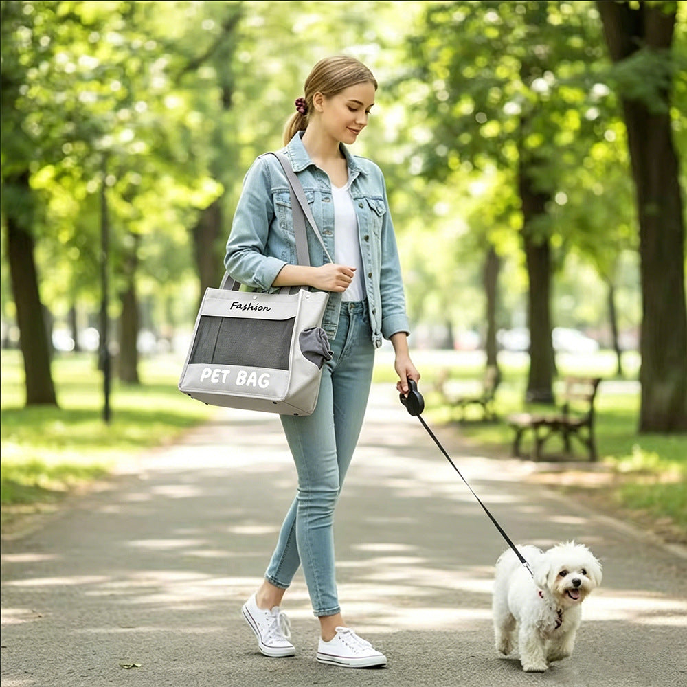 Large-Capacity Breathable Mesh Pet Carrier – Hands-Free Crossbody Travel Shoulder Bag