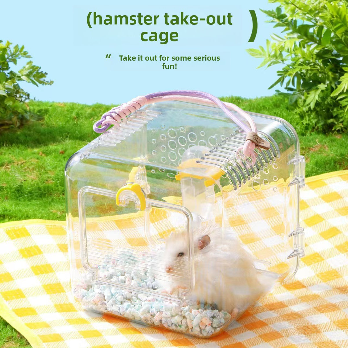 Portable Clear Panoramic Hamster Travel Cage – Lightweight Ventilation Small Pet Carrier