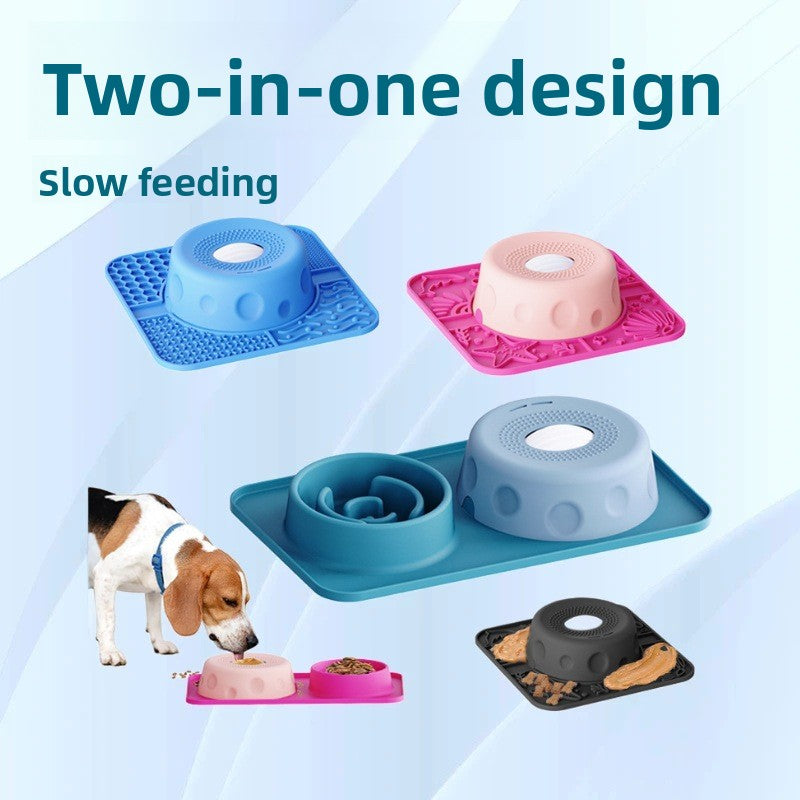 Silicone Slow Feeder Bowl – Calming Licking Mat With Rolling Toy For Anxiety