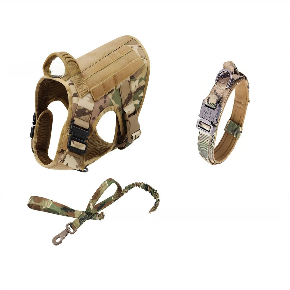 Heavy-Duty Tactical Dog Vest Set – Rugged Training Harness With Leash And Collar