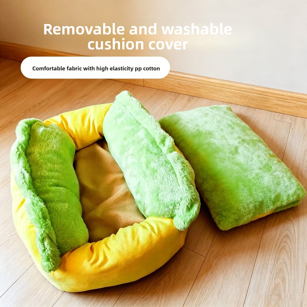 Washable Removable Pet Bed – Winter Warm PP Cotton Insulating Nest