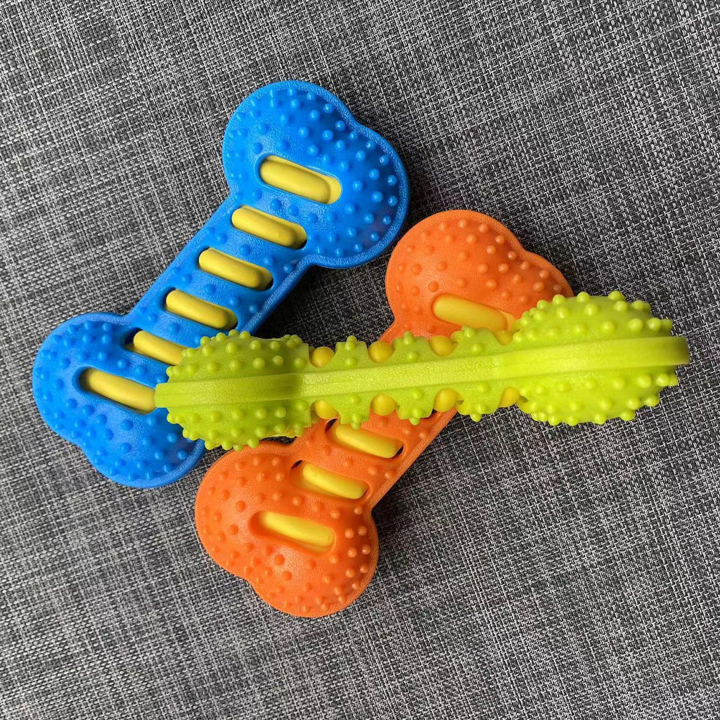 Heavy-Duty Squeaky Bone Dog Toy – Indestructible Rubber Dental Health Boredom Relief
