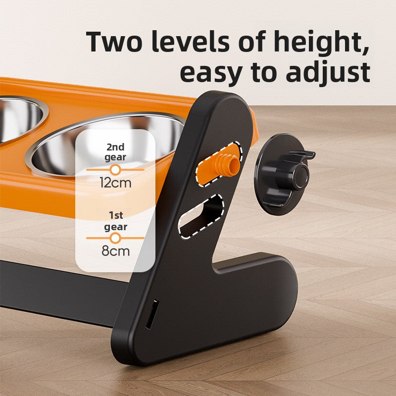 Elevated Adjustable Height Pet Feeder – Posture Support Dual Stainless Steel Dining Station