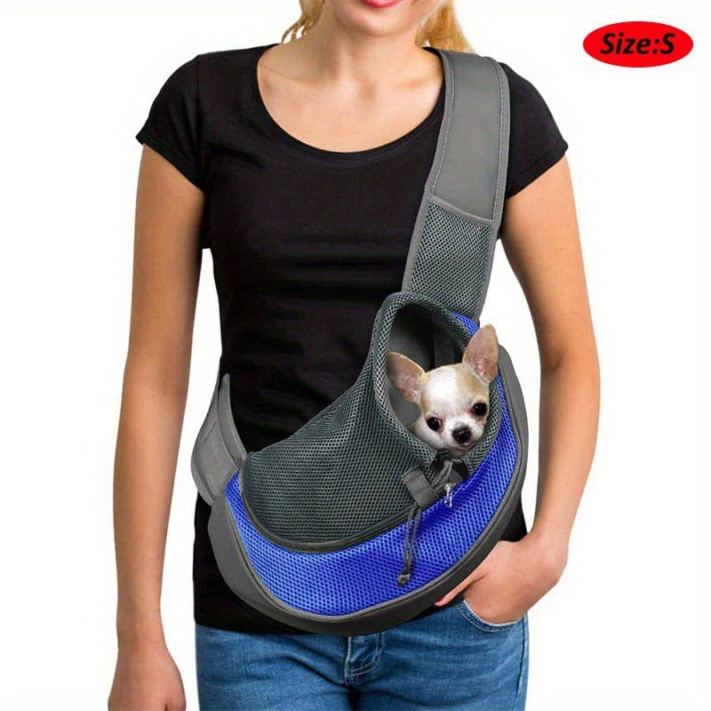 Reflective Safety Hands-Free Pet Carrier – Breathable Mesh Adjustable Crossbody Travel Bag