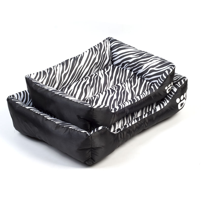 Water-Resistant Oxford Cloth Pet Nest – Rectangular Animal Pattern Cotton Dog Bed