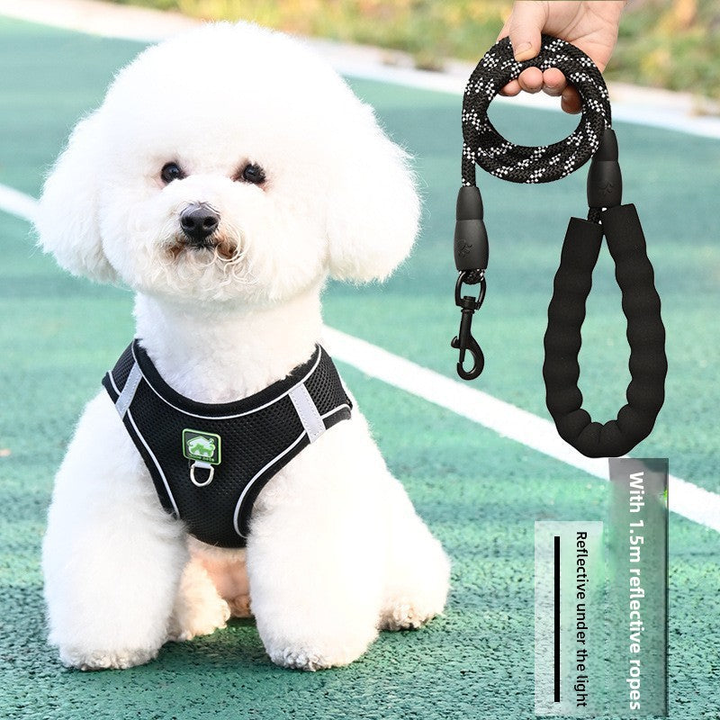 No-Pull Breathable Pet Harness Vest – Adjustable Reflective Night Safety Walking Set