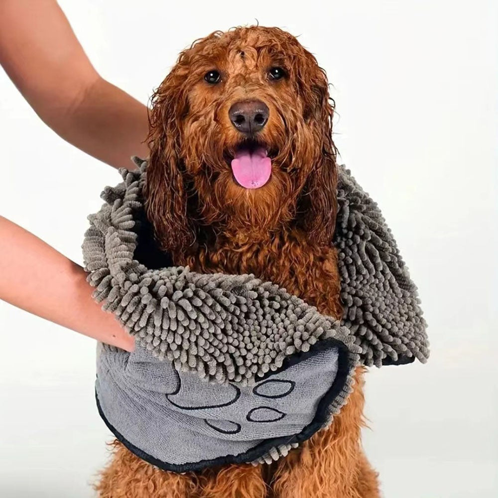 Super Absorbent Chenille Pet Bath Towel – Soft Quick-Dry Grooming Drying Blanket