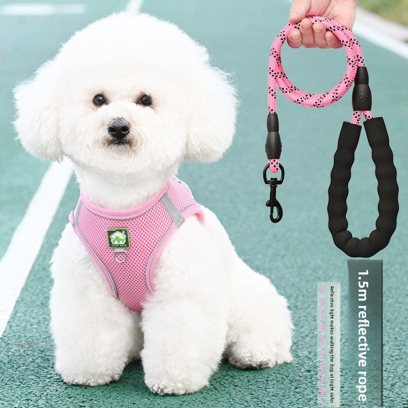 No-Pull Breathable Pet Harness Vest – Adjustable Reflective Night Safety Walking Set
