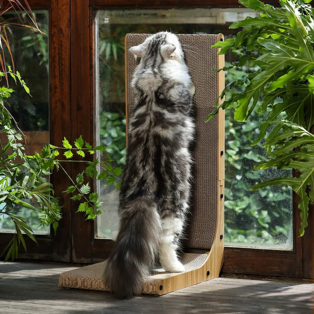 L-Shape Sisal Cat Scratch Board – Space-Saving Vertical Scratcher With Cozy Lounge Nest