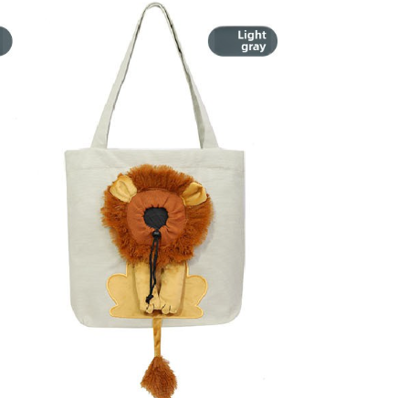 Cartoon Lion Canvas Pet Sling Carrier – Adjustable Head-Out Travel Shoulder Tote