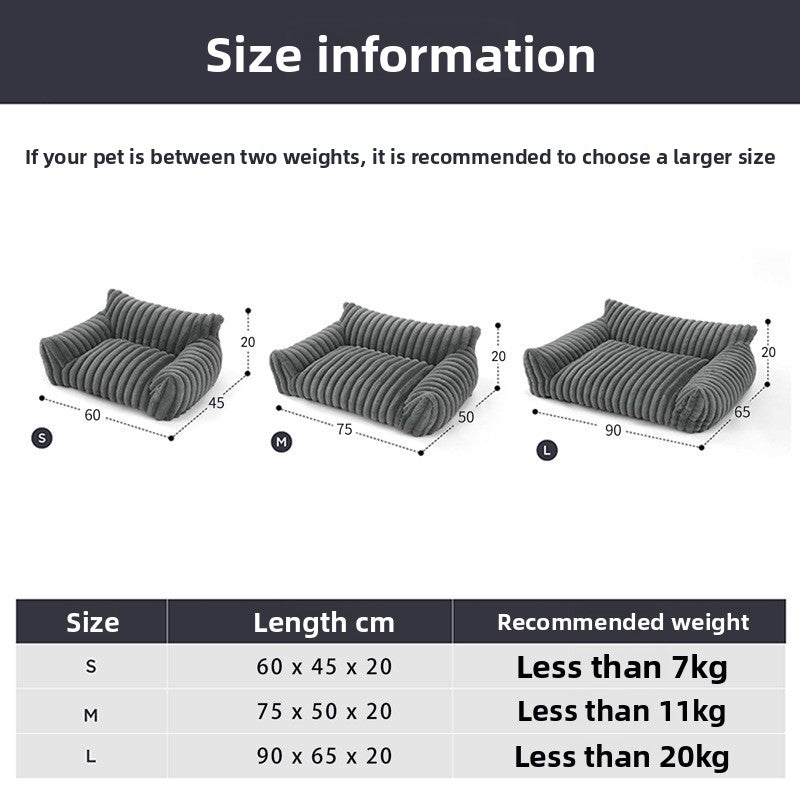 Anti-Anxiety Washable Plush Pet Sofa Bed – Removable All-Season Calming Couch Lounger