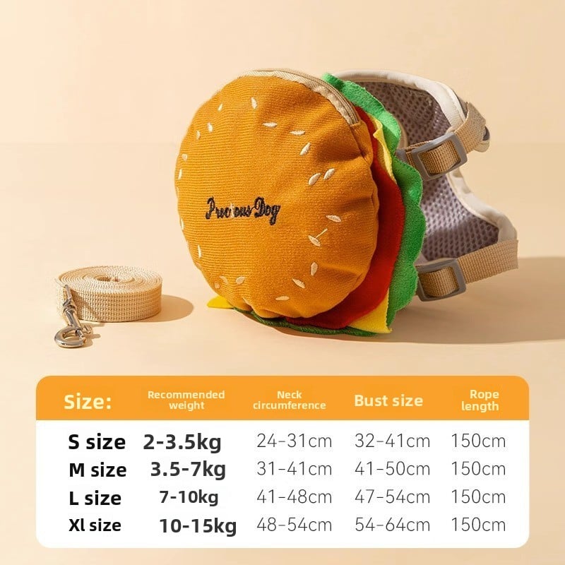Cute Fast Food Backpack Harness Vest – Whimsical Cat And Dog Safety Walking Set